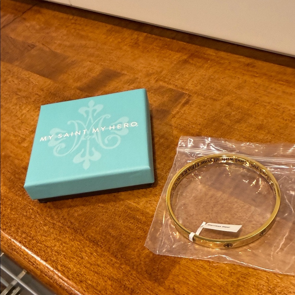 My Saint My Hero Gold Bangle Bracelet